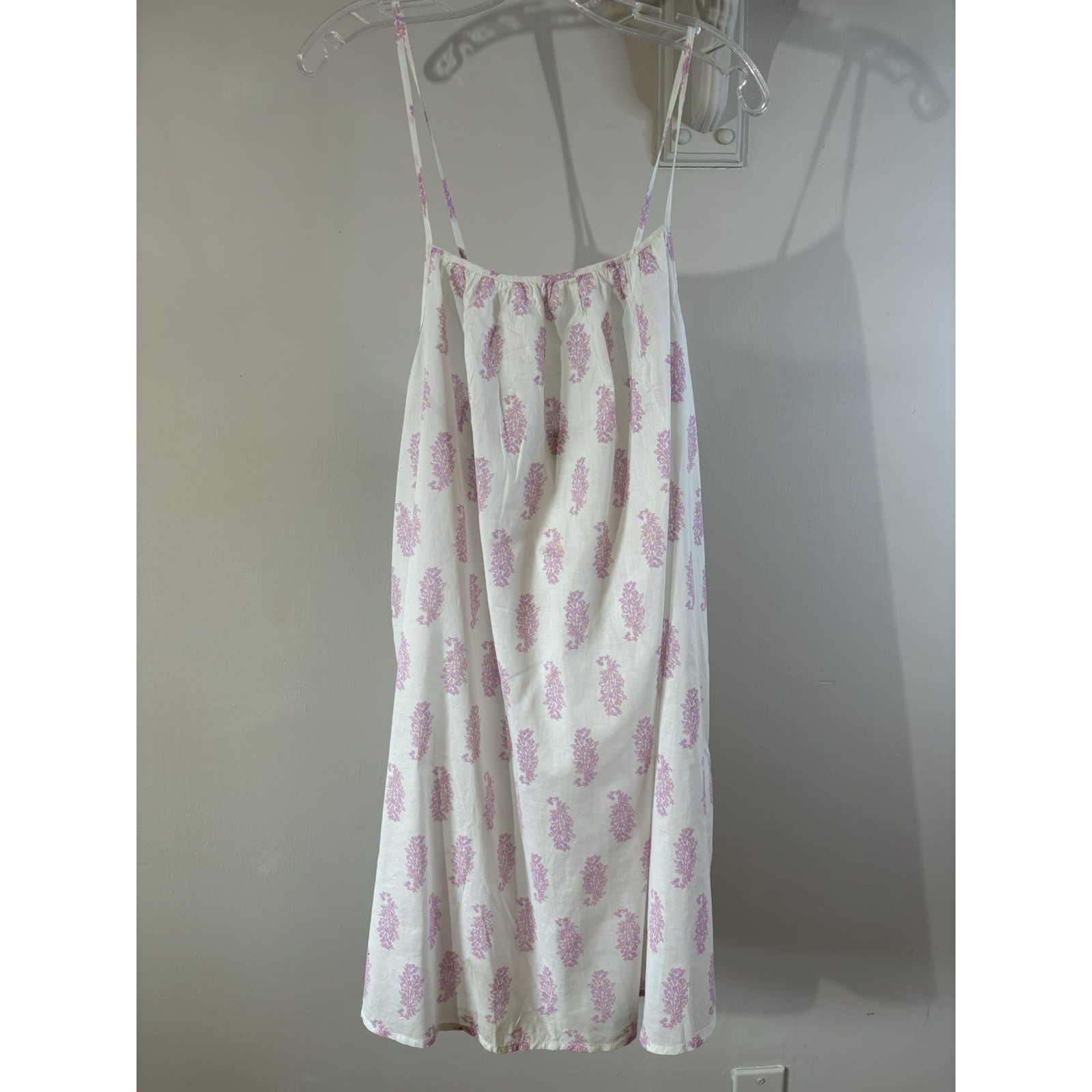 Nwt J Crew White Pink Block Print Sheer Dress Coverup Beachwear M Tie Back